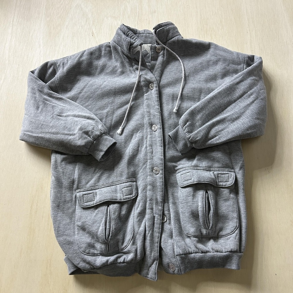 Vintage Windsor Bay Jacket Womens 16W Gray Fleece Lined Button Front Casual